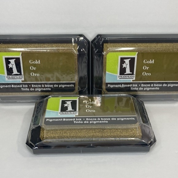 Inkadinkado Pigment Based Ink Stamp Pad Gold Set of 3 Crafts - Picture 12 of 13